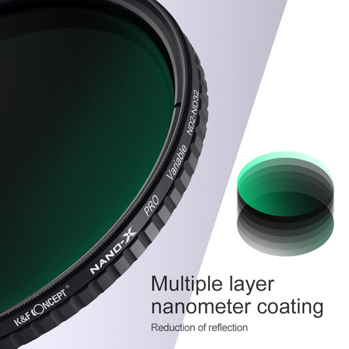 K&F Concept 82mm VND ND2-ND32 (1-5 Stop) Variable ND Filter Nano X Spot Nanotec Ultra-Slim Weather-Sealed KF01.1805V1 - 11